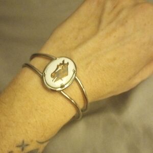 Silver Horse Cuff Bracelet, EUC